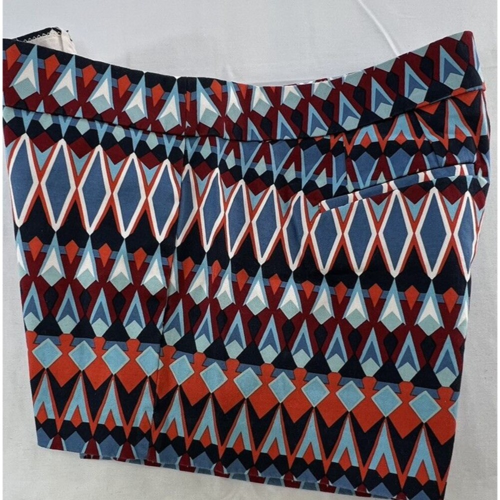 J Crew Womens Multicolor Shorts Geometric Design Flat Front Size 8